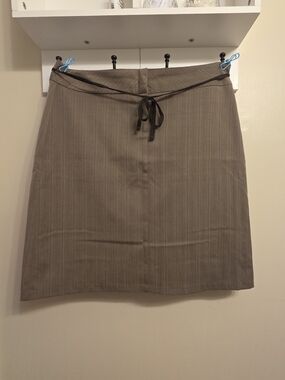 G.H. Bass Herringbone Pinstripe Stretch Skirt Brown Red Size 16 Business Casual